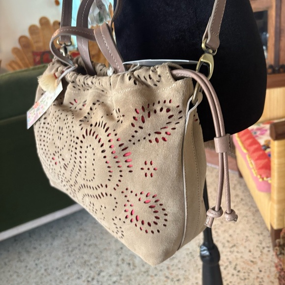 JOHNNY WAS Fiorire Vanessa Crossbody Boho Handbag! New Italian Tan Leather. Boho - Picture 4 of 14